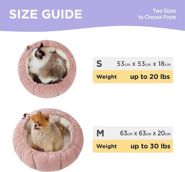 Ліжко для котів Lesure, 2 в 1, 63x63x20 см, рожеве, двостороння подушка, пране, для котів і маленьких собак