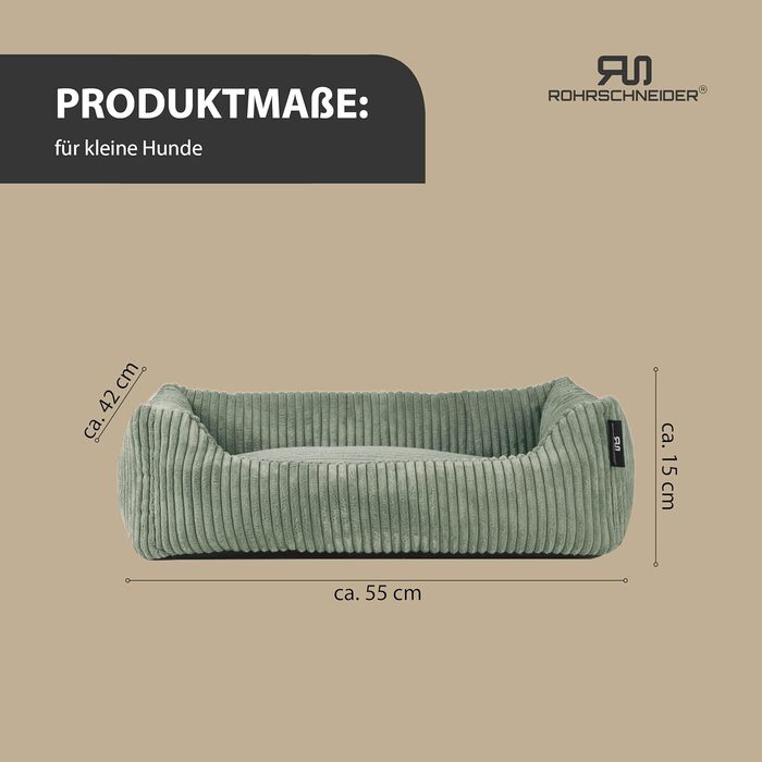 Крісло-лежанка для собак Rohrschneider | Миється | для маленьких та середніх собак | з подушкою Cord | 2 розміри (55x42 см/70x50 см) | з пакетиками для прогулянок (Сальвія 55 см, широка Cordstoff)