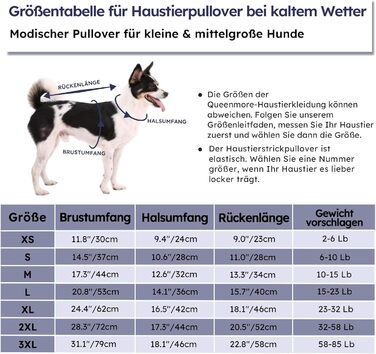 Теплий в'язаний пуловер для собак Queenmore, середній розмір, колір індиго (M)