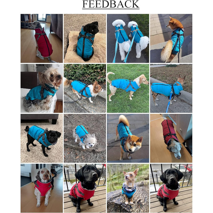 Водонепроникна куртка для собак, тепла зимова, світловідбиваюча, регульована, Marineblau, XL (довжина спини 44 см)