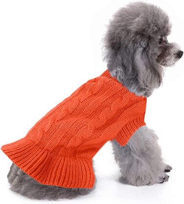 Світшот для маленьких собак, в'язаний одяг для котів, теплий зимовий одяг для кошенят, цуценят, розмір XS, світло-блакитний (XX-Small, сукня-помаранчевий)