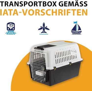 Транспортна переноска для собак Ferplast Atlas 60, сіра, 61 x 91 x 68 см