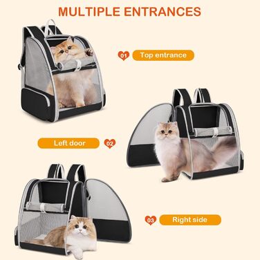 ALLSOPETS рюкзак-переноска для собак і котів, дихаючий, складаний, з ременями безпеки, для маленьких тварин, для подорожей, прогулянок, чорний