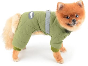 PAIDEFUL Зимовий теплий одяг для собак, з флісовою підкладкою, стежка з світловідбиваючим поясом, комбінезон на 4 лапи, пухнастий комір, м'який, вітронепроникний, для осені та зими, цуценята, теплий одяг, XL: спинка 35см, груди 47см (XXL: спинка 40см, гру