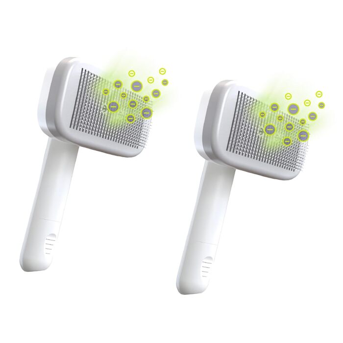 PiddiPet Іонна щітка для грумінгу тварин - 2 шт. Електрична щітка для собак та котів проти ковтунів та підшерстка, зменшує статичну електрику та випадання шерсті, м'яка, самоочисна, для чутливої шкіри