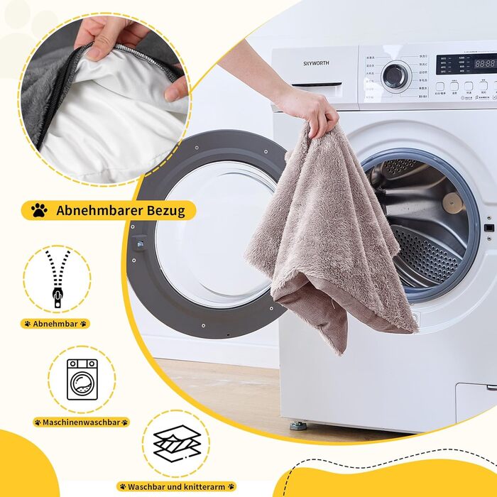 Ортопедичне ліжко для собак середніх та великих порід, 73x59x18 см, м'яке та зручне, кошик для собак з високим бортиком, знімний та пральний чохол, неслизьке, хакі, для дому/автомобіля