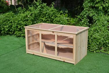 Клітка для дрібних тварин Mucola 117x63x58 см, 3-ярусна, дерев'яна, для хом'яків, мишей, кроликів, з відкидним дахом та рампою