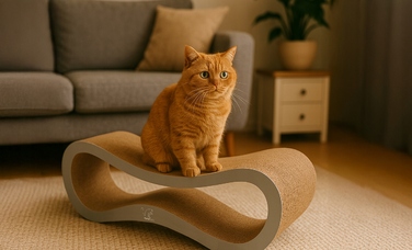 Дряпалка для котів HomeCatty, сіра, до 60 см, картонна, 2 рівні