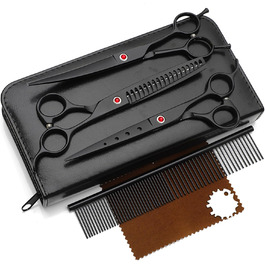 Набір професійних ножиць для собак 4 в 1: прямі, зубчасті, вигнуті + гребінець. Підходить для собак, котів та інших тварин