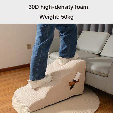 Сходинка для собак маленьких порід, плюшевий чохол, сходи для домашніх тварин, котяча сходинка, пандус для собак до ліжка, дивану, авто, неслизька, з невеликим нахилом (Бежевий, 48*40*30см, 2)