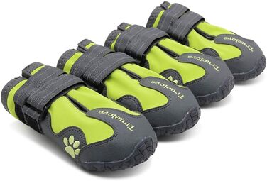 Водонепроникні чоботи для собак Truelove, 4 шт. в упаковці, зелені, з світловідбиваючими ременями