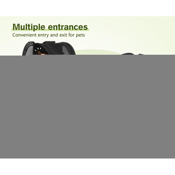 Pecute Сумка-переноска для собак та котів з сіткою, розширювана, чорна (до 6 кг)