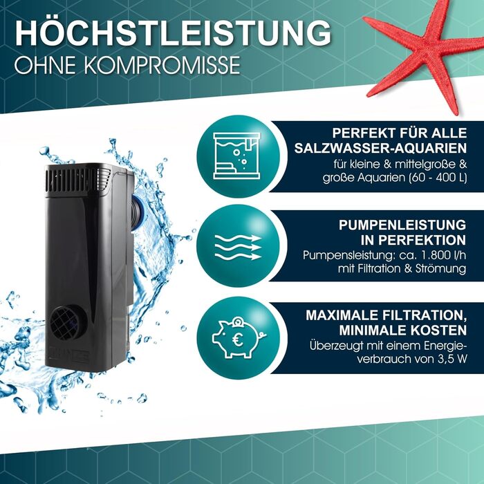 Фільтр для акваріума Tunze Comline Streamfilter 3163, для очищення поверхні та дна, з потужним магнітним кріпленням, для акваріумів 60-400 л, універсальний фільтруючий матеріал