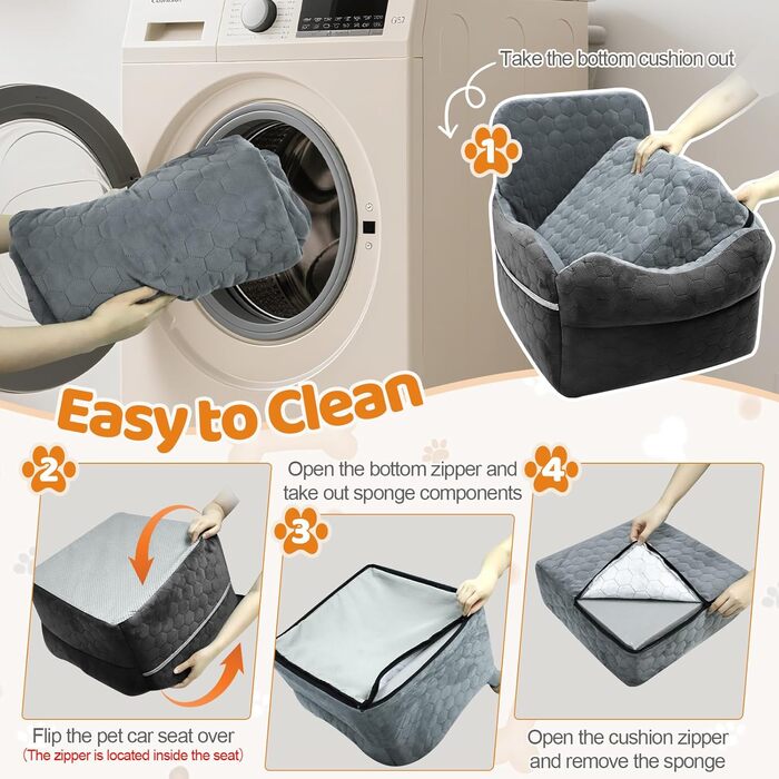 Автокрісло для собак - переноска для маленьких собак до 15,9 кг з м'яким, піднятим кріслом та ременем безпеки. Знімний, пральний автокрісло з 2 кишенями.