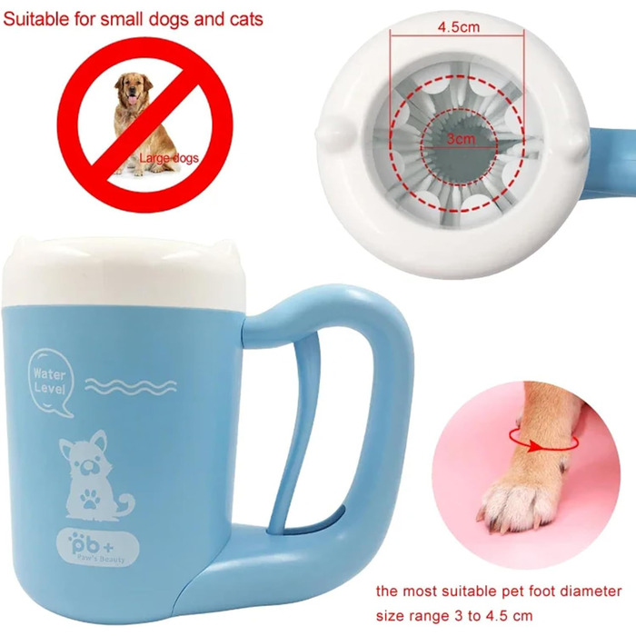 Очисник лап для собак з 3 рушниками, портативний, силіконовий, рожевий/блакитний Roa (S)