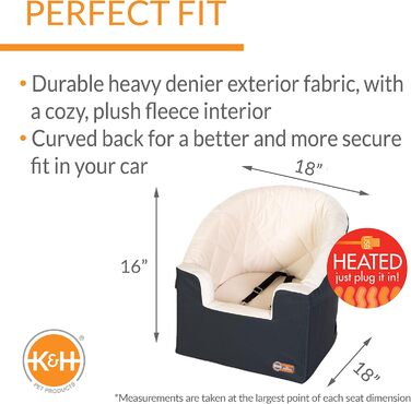 Підвищувач для собак K&H Pet Product Bucket Booster з кріпленням для безпеки, зручний для маленьких собак, стабільний, антрацитовий/кремовий, з підігрівом