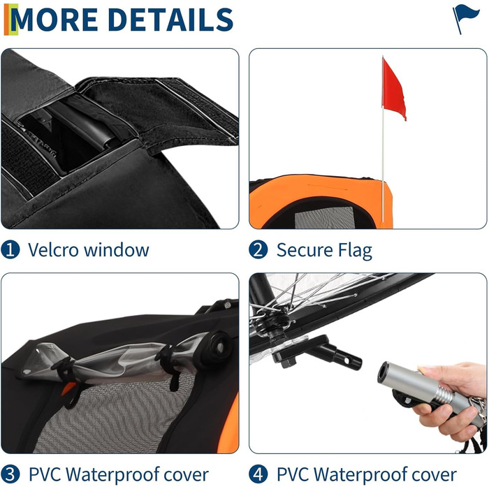 Велика переноска для собак - 40 кг - велотримач для тварин - Оксфорд, складаний, універсальний кріплення, неслизьке покриття та прапор безпеки