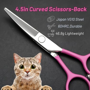 Професійна вигнута ножиця для грумінгу домашніх тварин 5 дюймів, VG10 сталь, для собак та котів