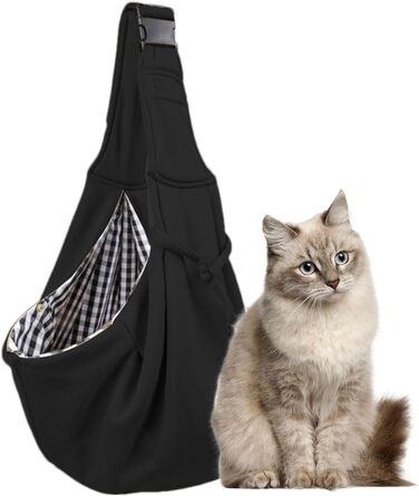 Сумка-переноска для собак та котів | Дихаюча переноска для цуценят | З регульованим ременем | Для прогулянок та подорожей (Чорний)