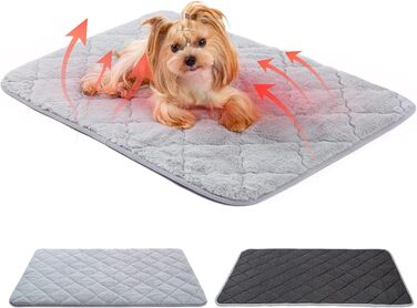 М'який килимок для собак та котів, тепла ковдра, 75 x 50 см, M, м'яка підкладка, машинного прання, неслизький, багатофункціональний (60x45 см, сірий)