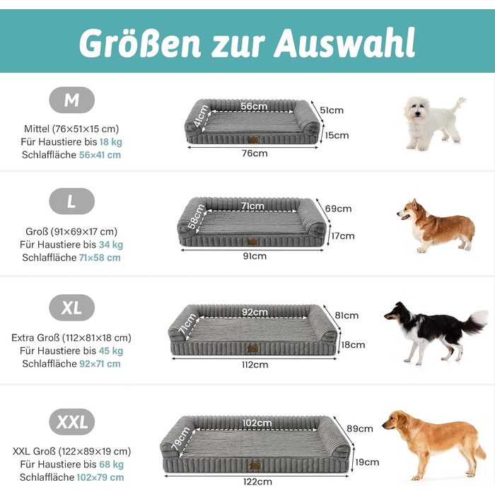 Ортопедичне ліжко для собак XL з штучного хутра, 110x80x17 см, сіре. Знімне, миється, водонепроникне, антиковзаюче.