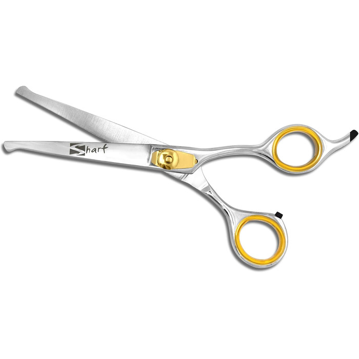 Ножиці для собак Sharf Gold Touch, 16.5 см, вигнуті, гострі, з кульковою накінечником для безпечного догляду за носом, вухами та обличчям