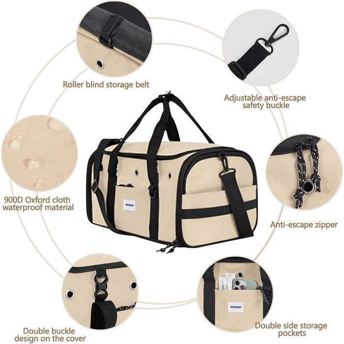 Транспортна сумка для домашніх тварин Galatée, складана переноска для кота, придатна для авіаперельотів, м'яка переноска для кота, захист приватності, миюча переноска для собак та котів для дому та подорожей (S, сірий)