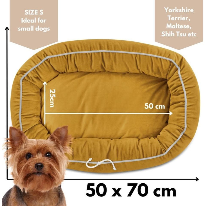 Ортопедичне ліжко для собак середніх порід 95x65 см Hazelnut (S 70x50, Жовтий)