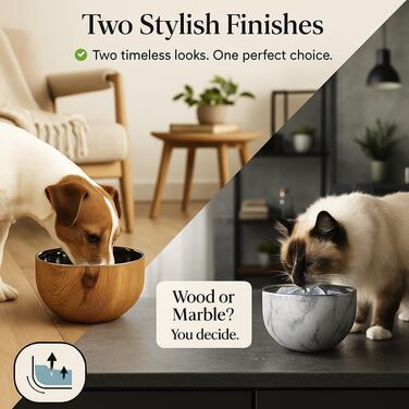 Німецький миска для собак Flamingo з нержавіючої сталі, 700 мл, Ø15,5 см, з подвійними стінками для тривалої свіжості, з антиковзким покриттям, придатна для миття в посудомийній машині, дерев'яна підставка Oase