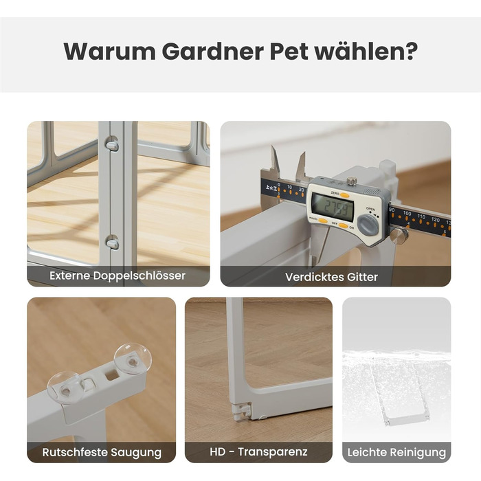 Клітка-вигул для цуценят Gardner Pet Acryl, 60 см, 8 панелей. Підходить для цуценят, кроликів, котів, свиней. Зручна, прозора, з присосками. Білий колір