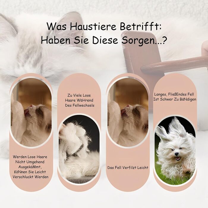 Професійна щітка для собак та котів 2 шт. + гребінець від бліх, дерев'яна, для довгої та короткої шерсті, видаляє ковтуни, для здоров'я шкіри, ергономічна (середня + дрібна зубці)