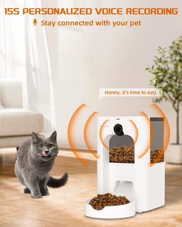 Bytelink автоматична годівниця для котів 4 л з Wi-Fi, камерою та голосовим записом, програмований кормовий апарат