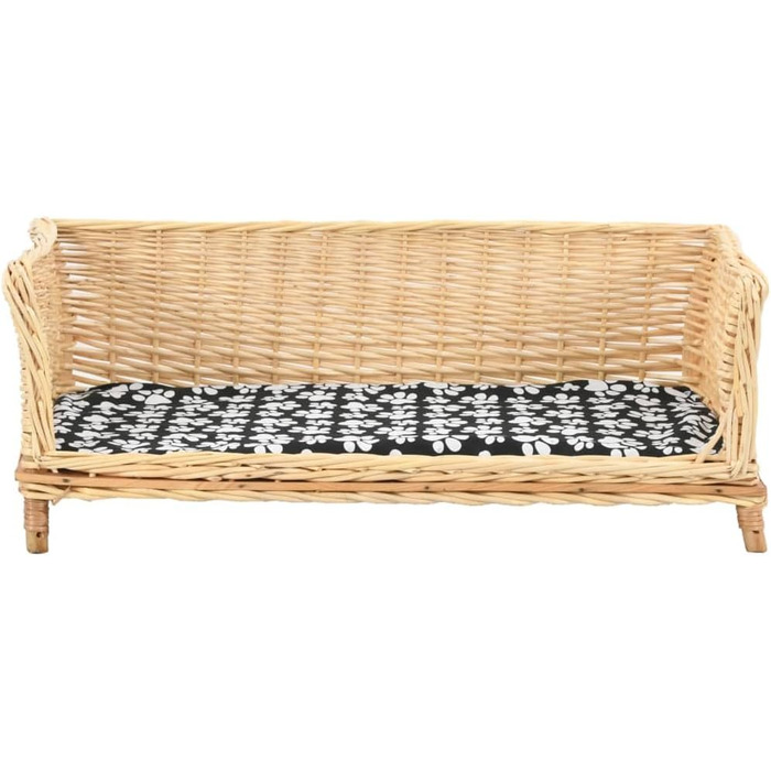 Корзина для собак VidaXL з подушкою, лежанка для тварин, корзина для домашніх улюбленців, місце для сну собаки, плетені корзини для собак, 50x33x30 см, натуральне дерево