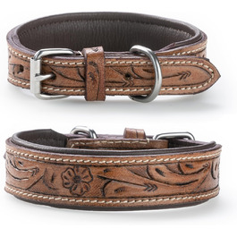Стильний шкіряний нашийник для собак Джек Рассел від Abey: нашийник з буйволячої шкіри, вишуканий дизайн з різьбленням, м'яка підкладка (S, 26-34 см)