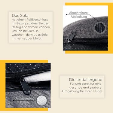 Крісло-лежанка для собак середніх порід – лежанка-кошик, водонепроникна, міцна, сіра, 75 x 55 x 20 см