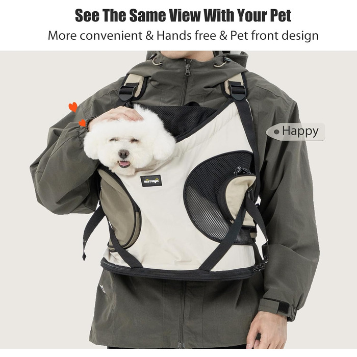 NATUYA Сумка-переноска для собак, переноска для тварин з м'якою підстилкою, 2 кишені на блискавці, для подорожей, прогулянок, переноска для собак з переднім доступом (Абрикосовий)