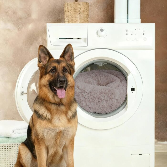 Кругле ліжко для собак Benno® BALU 70x70x16 см, кавовий колір, м'яке ліжко з поліестеру, з поліпропіленовою начинкою, миється, з неслизьким дном, з іграшкою-кісткою