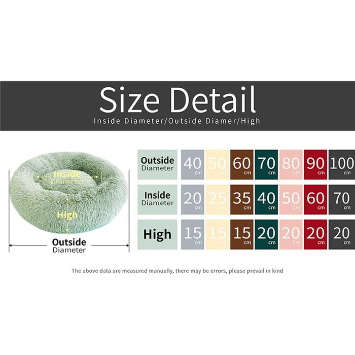 Кругле м'яке ліжко для собак та котів Deluxe з плюшу, форма пончика, діаметр 70 см, світло-коричневий колір, водонепроникне дно