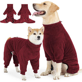 Зимовий теплий одяг для собак, боді для собак з ніжками, регульований зимовий одяг для собак, одяг для собак (червоний, M)