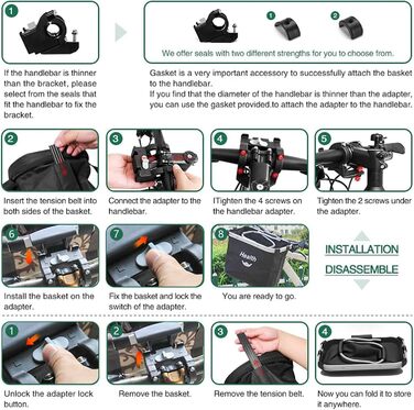 Складаний велосипедний кошик на кермо для собак, покупок, пікніків. З адаптером для керма