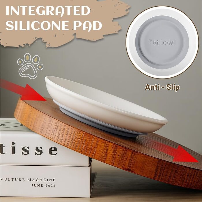 Набір мисок для котів з кераміки (4 шт.) з неслизьким дном, анти-відрижка, широкі та плоскі миски для кошенят та дрібних тварин