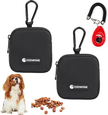 Сумка для ласощів для собак COOWONE з кликером для дресирування, водонепроникна, з тримачем для пакетів, чорна