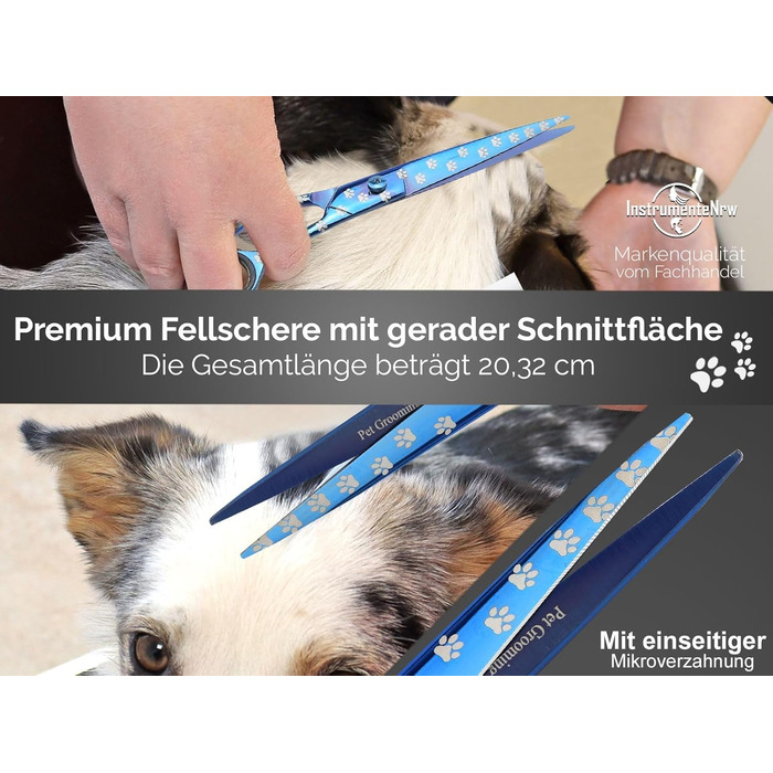 Професійна ножиця для грумінгу собак, титанове покриття, мікрозубчики, 21,5 см