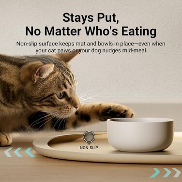 Килимок для годування собак та котів DownyPaws, неслизький, вологостійкий, з високим бортиком, 61 x 43 см (24x17', Мигдаль)