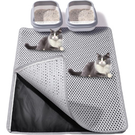 Килимок для котячого туалету Ondware, 117.8 x 66 см, двошаровий, вологостійкий (сірий)