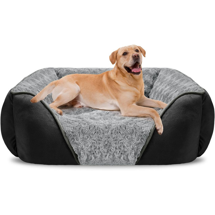 Ортопедичне ліжко для собак INVENHO, прямокутне, м'яке, з неслизьким дном, XL (35'x 25'x 9'), XXL (42'x 30'x 10'), чорний