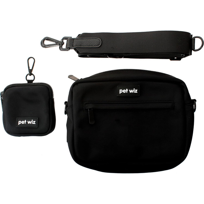 Сумка для собак Pet Wiz з регульованим ремінцем та кишенькою для ласощів, чорна