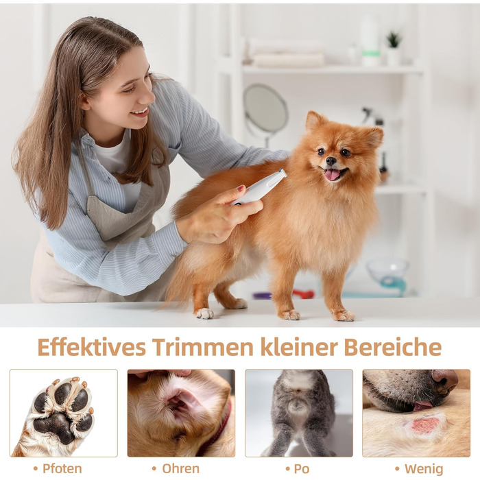 Триммер для собак ALL FOR PAWS з LED-підсвічуванням – 18 мм, тихий (35 дБ), вологостійкий (IPX4), USB, для стрижки лап, вух, обличчя та задньої частини тіла