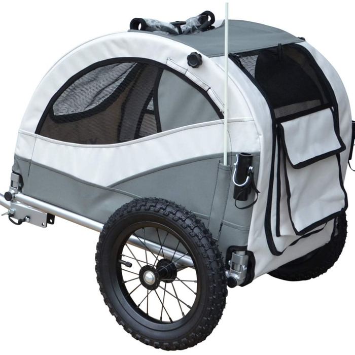 Papilioshop Kuma: візок для собак, причіп для велосипеда, а також переносний лежак для тварин. Легкий та стабільний, ідеальний для прогулянок та транспортування. Сірий колір.