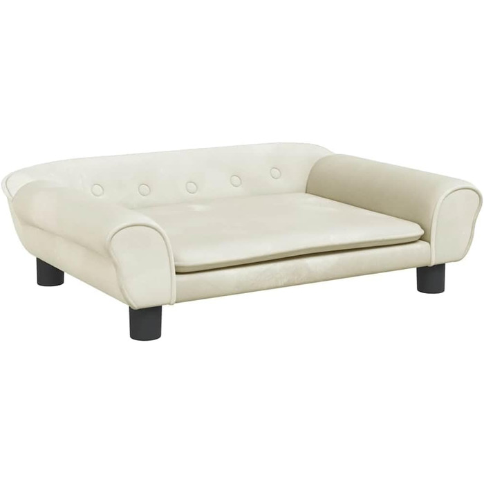 Крісло-ліжко для собак, м'яке ліжко для тварин, диванчик для маленьких собак та котів, ліжко для домашніх тварин, велюр (70 x 48 x 22 см, кремовий)